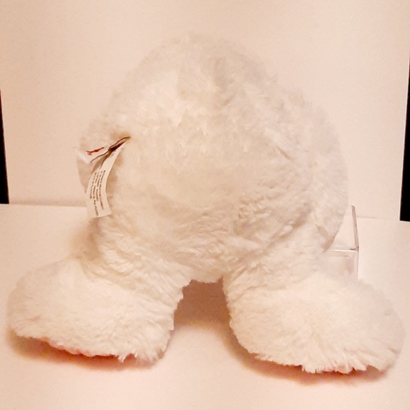 Aurora World White/Pink Bear Plush 10" With Textured Ribbed Heart And Feet - Picture 5 of 10